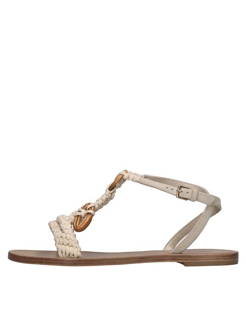 Sandali in pelle e tessuto ALBERTA FERRETTI | AA16120C0CAC0104BEIGE